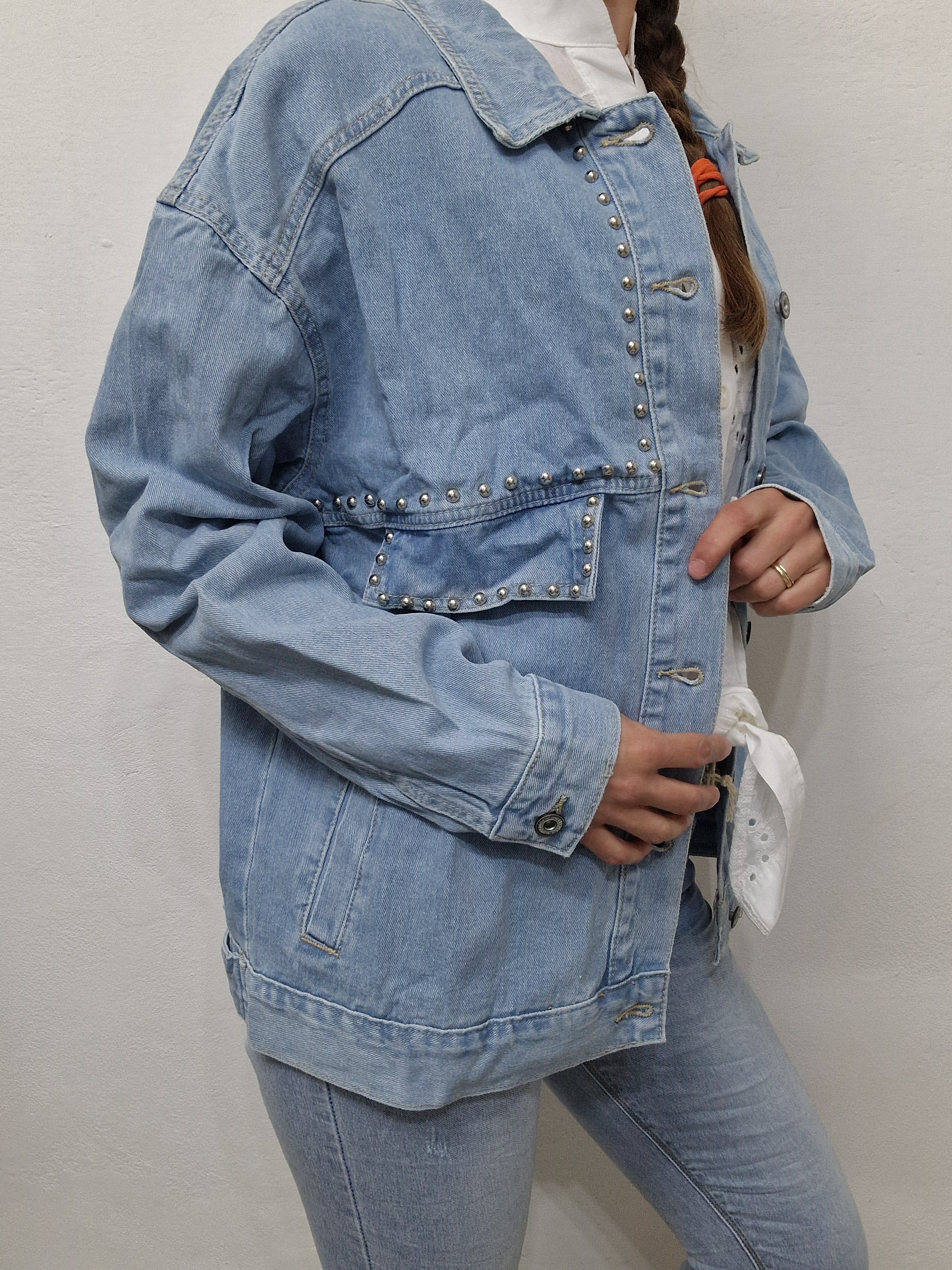 GIACCA DENIM BORCHIE