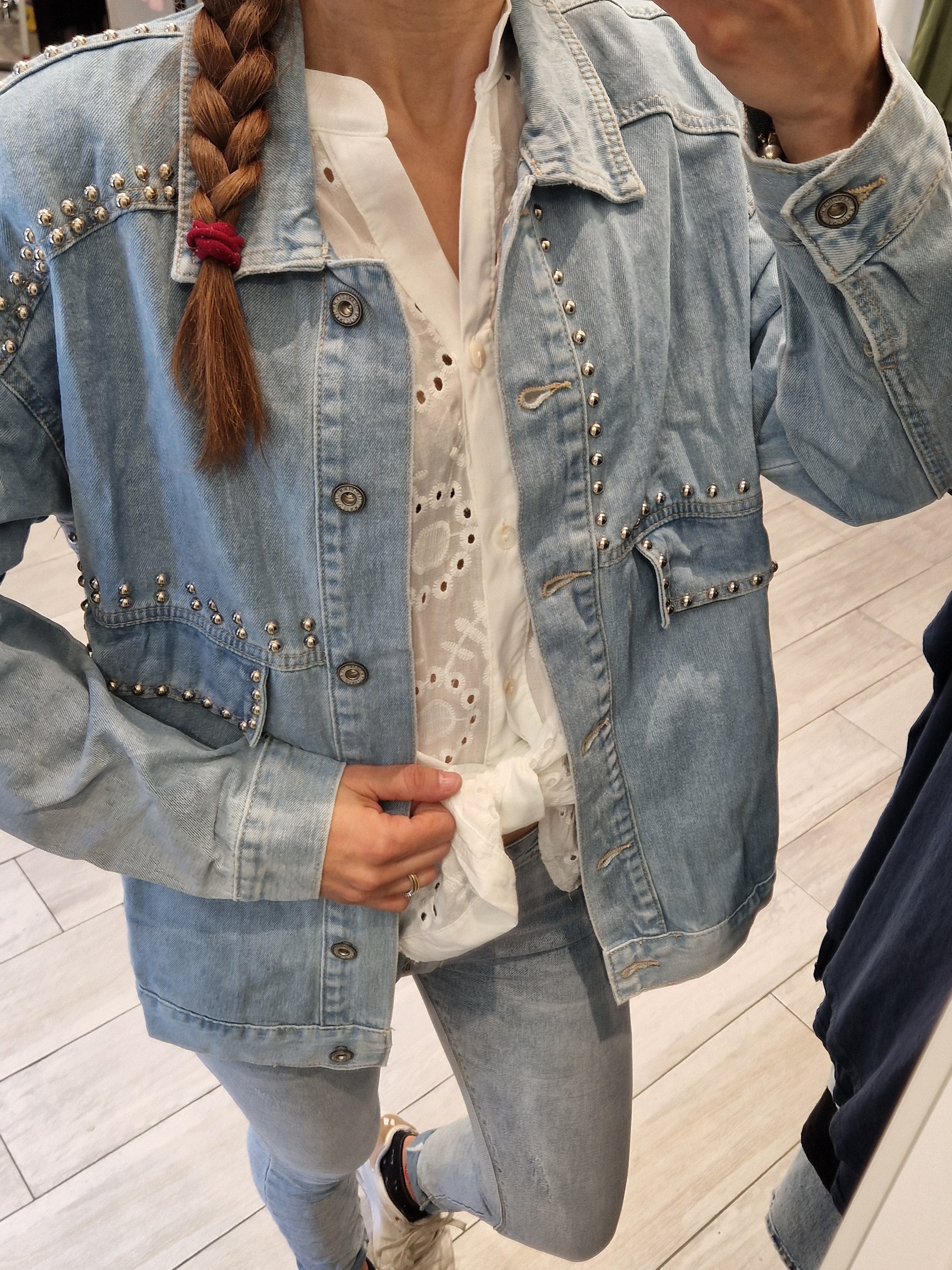 GIACCA DENIM BORCHIE