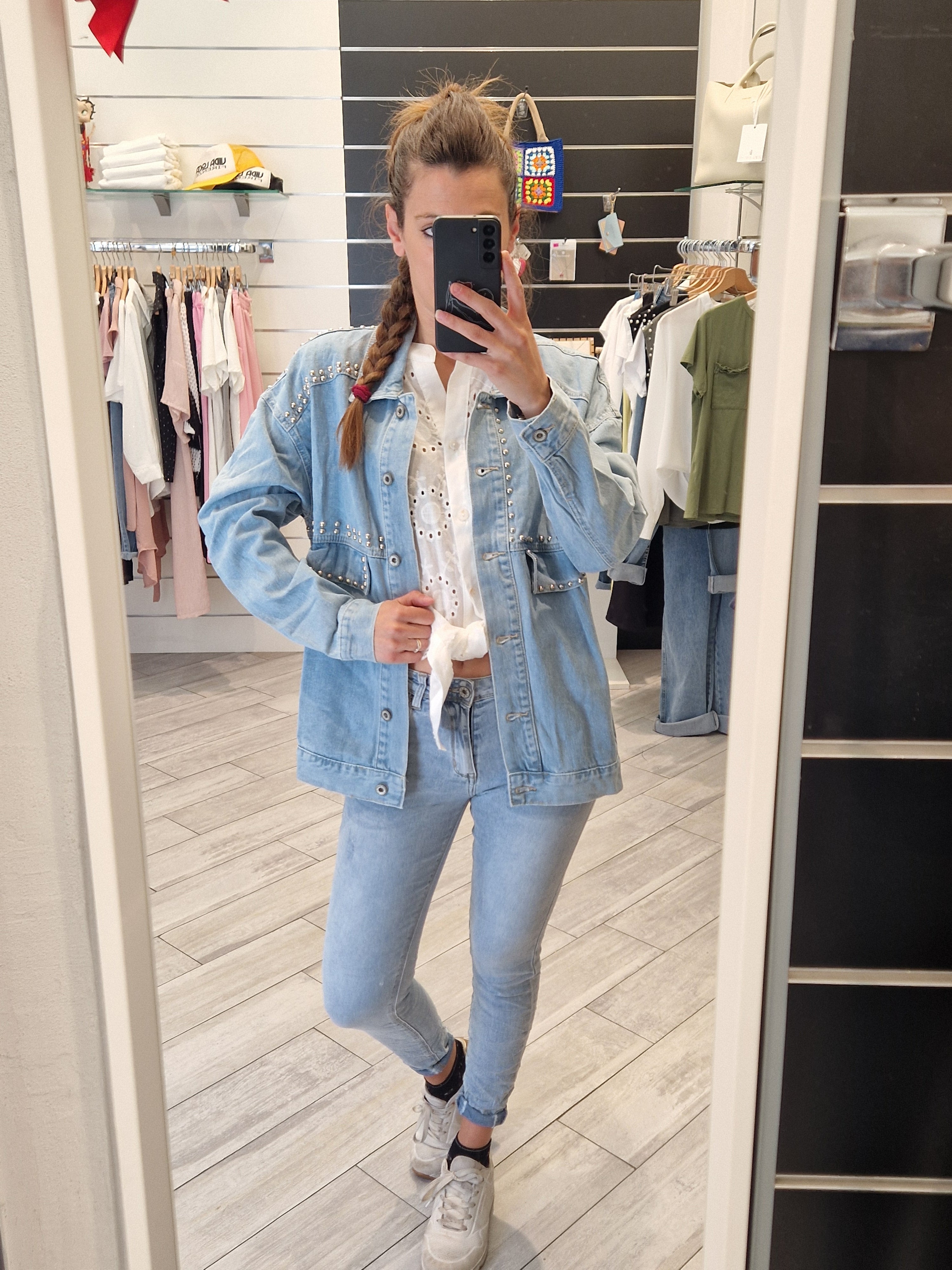 GIACCA DENIM BORCHIE