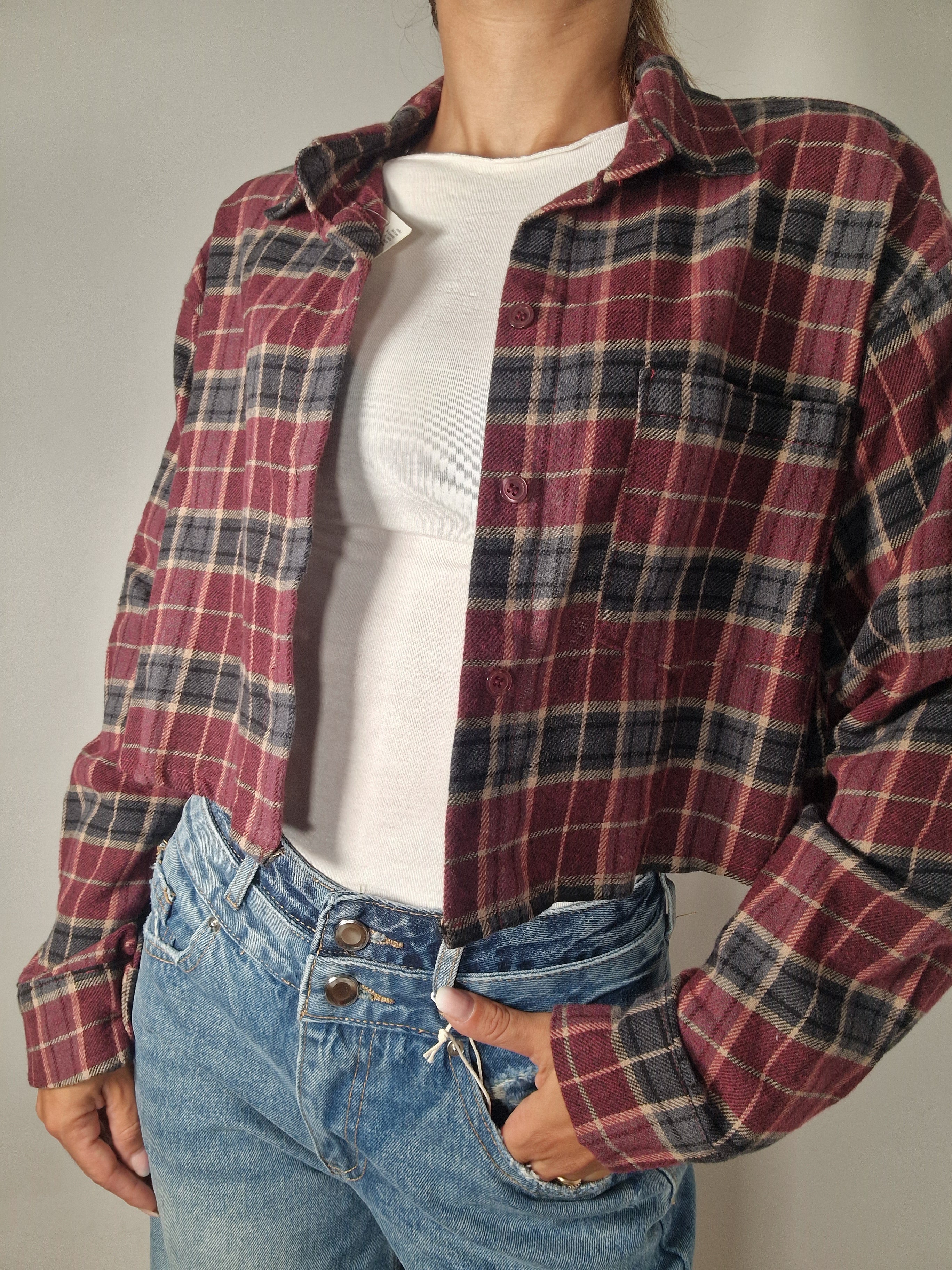 CAMICIA QUADRI CROP